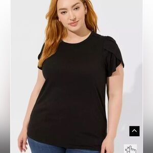 Torrid deep black Cotton Slub Jersey Crew Neck Tulip Sleeve Tee size large
